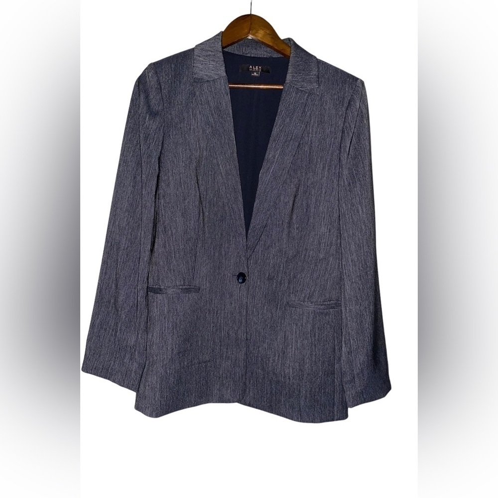 Alex Marie Denim Blazer Jacket Women 10 Y2K Business Career Office Work